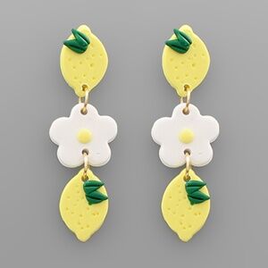 Lemon Theme Clay Earrings